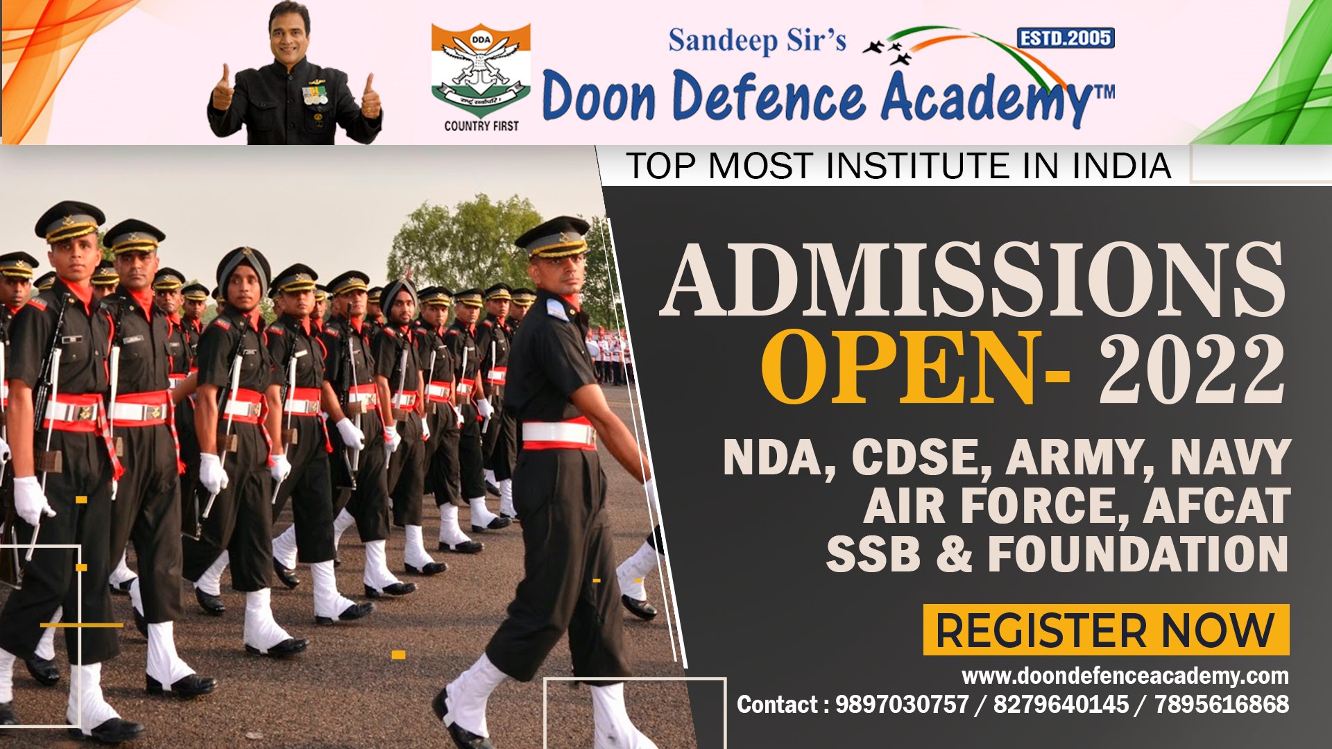 Final call for last Batch at DDA for NDA| CDSE| MNS| Airforce | Navy |  Merchant Navy| 06th Dec | DDA - Doon Defence Academy