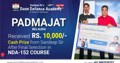 Padmajat – The DDA Diamond Selected In NDA – 152 Course & Sandeep Sir Awarded A Cash Prize Of 10K